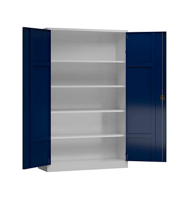 Stahlschrank ClassiXL X-530371 enzianblau, lichtgrau 120,0 x 42,0 x 194,5 cm, aufgebaut