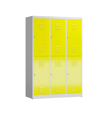 Spind ClassiX lichtgrau, zinkgelb X-523236, 6 Schließfächer 118,5 x 50,0 x 180,0 cm