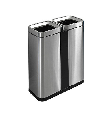 M&uuml;lleimer the twin bin, 2x30 Liter, EdelstahlTragegriff Deckel Einsatz Griffrand