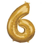 Folienballon Zahl 6 gold