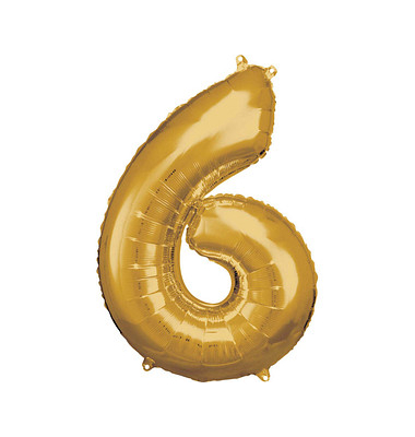 Folienballon Zahl 6 gold Folienballon Zahl 6 gold