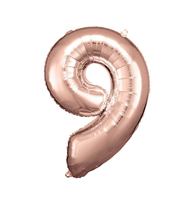 Folienballon Zahl 9 rosé Folienballon Zahl 9 rosé
