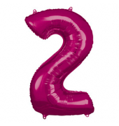 Folienballon Zahl 2 pink