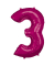 Folienballon Zahl 3 pink