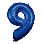 Folienballon Zahl 9 blau