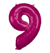 Folienballon Zahl 9 pink