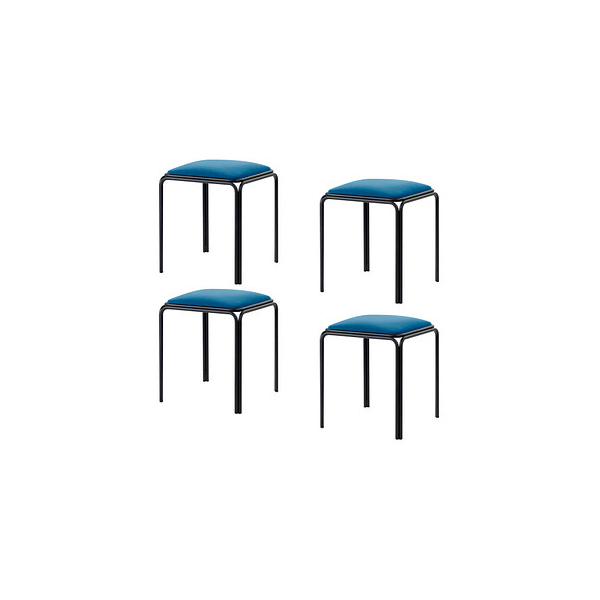 3660141959123 - Meet by Paperflow Hocker Bistro Stahl mit Samtbezug Sitzhöhe 495 mm B 420 x T 420 x H 495 mm 4 Stück schwarz blau 3660141959123 - Meet by Paperflow Hocker Bistro Stahl mit Samtbezug Sitzhöhe 495 mm B 420 x T 420 x H 495 mm 4 Stück schwarz blau