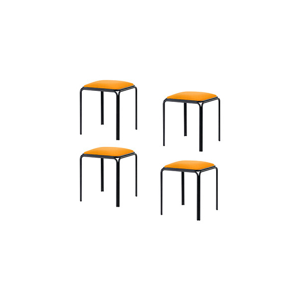 3660141959185 - Meet by Paperflow Hocker Bistro Stahl mit Kunstlederbezug Sitzhöhe 495 mm B 420 x T 420 x H 495 mm 4 Stück schwarz safran 3660141959185 - Meet by Paperflow Hocker Bistro Stahl mit Kunstlederbezug Sitzhöhe 495 mm B 420 x T 420 x H 495 mm 4 Stück schwarz safran