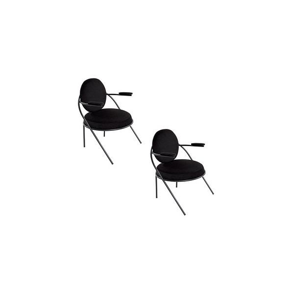 3660141960181 - Sessel Meet by Paperflow Saturne mit Armlehnen B 700 x T 730 x H 880 mm Stahlrohr Samt Schwarz Schwarz 3660141960181 - Sessel Meet by Paperflow Saturne mit Armlehnen B 700 x T 730 x H 880 mm Stahlrohr Samt Schwarz Schwarz