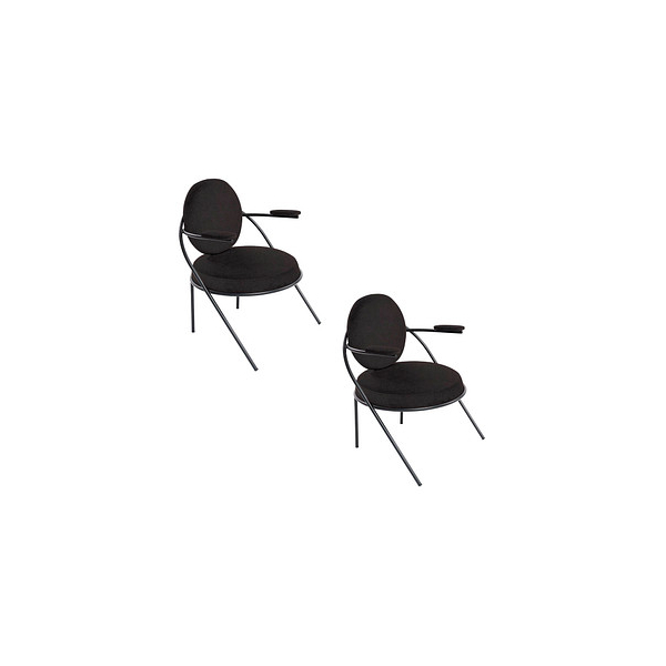 3660141960211 - Sessel Meet by Paperflow Saturne mit Armlehnen B 700 x T 730 x H 880 mm Stahlrohr Kunstleder Schwarz Schwarz 3660141960211 - Sessel Meet by Paperflow Saturne mit Armlehnen B 700 x T 730 x H 880 mm Stahlrohr Kunstleder Schwarz Schwarz