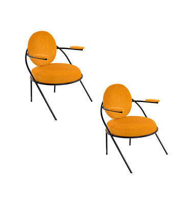 2 PAPERFLOW Sessel SATURNE safran schwarz Kunstleder