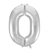 Folienballon Zahl 0 silber