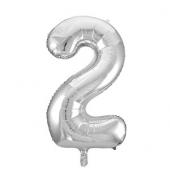 Folienballon Zahl 2 silber