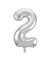 Folienballon Zahl 2 silber