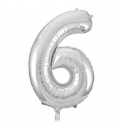 Folienballon Zahl 6 silber
