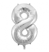 Folienballon Zahl 8 silber