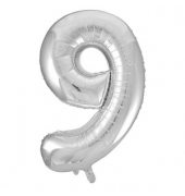 Folienballon Zahl 9 silber