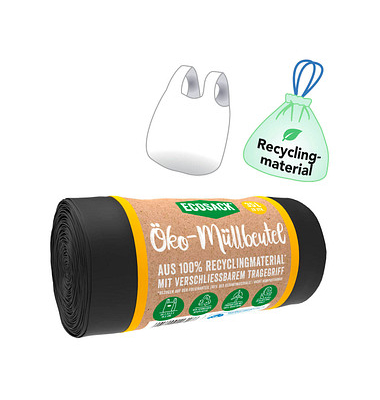 Müllbeutel 10-00026, schwarz, 35 Liter, mit Griff