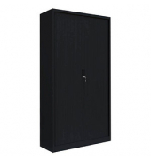 Schiebetürenschrank, 555159 tiefschwarz 4 Fachböden 100,0 x 45,7 x 195,0 cm