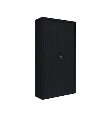 Schiebetürenschrank, 555159 tiefschwarz 4 Fachböden 100,0 x 45,7 x 195,0 cm