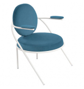 Sessel SATURNE blau weiß Kunstleder