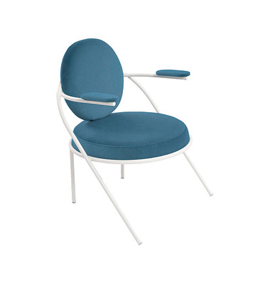 Sessel SATURNE blau weiß Kunstleder