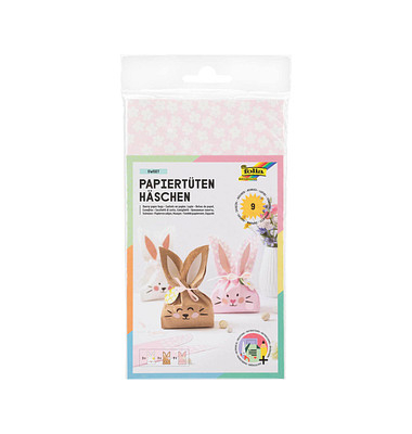 Bastelset Papiertüten-Set Häschen braunrosaweiß