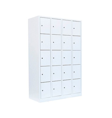 Schließfachschrank signalweiß 520547, 20 Schließfächer 117,0 x 50,0 x 180,0 cm