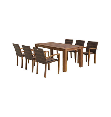 Sitzgruppe Topeka  coffee Kunststoff, Holz, 7-teilig