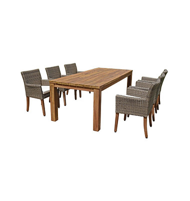 Sitzgruppe Pala cremeweiß  natur Kunststoff, Holz, 7-teilig
