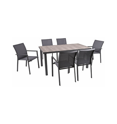 Sitzgruppe Rana grau  anthrazit Kunststoff, Metall, 7-teilig