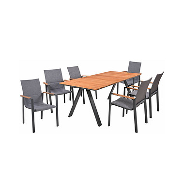Sitzgruppe Davina grau  anthrazit Kunststoff, Metall, 7-teilig