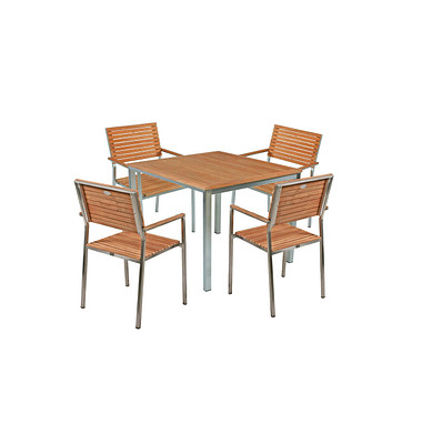 Sitzgruppe Denver  silber Holz, Metall, 5-teilig