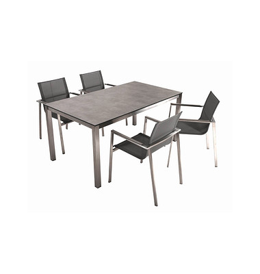 Sitzgruppe Sienna grau  silber Kunststoff, Metall, 5-teilig