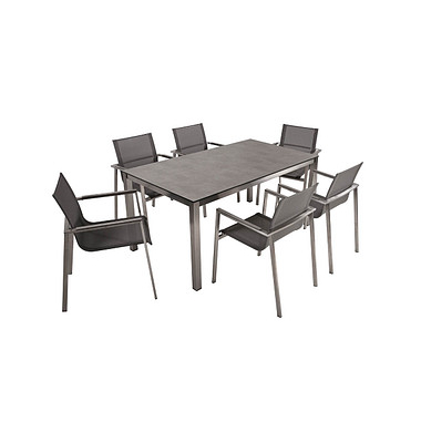Sitzgruppe Sienna grau  silber Kunststoff, Metall, 7-teilig