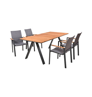 Sitzgruppe Davina grau  anthrazit Kunststoff, Metall, 5-teilig