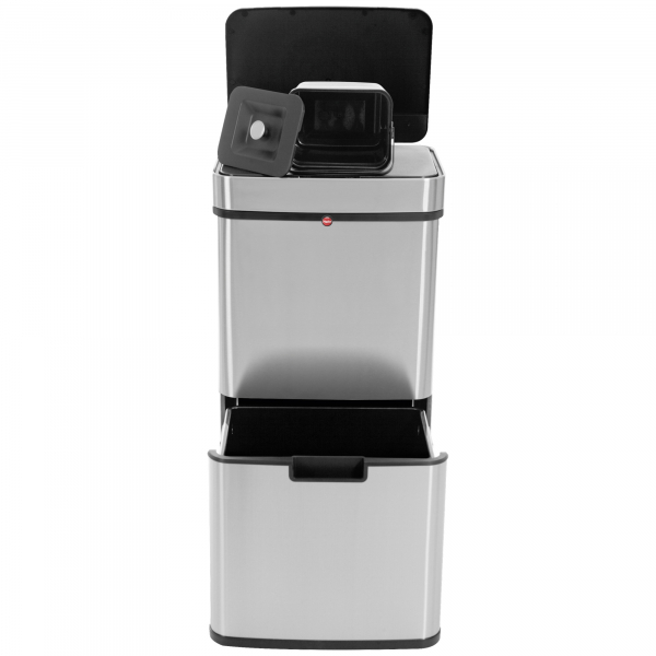 4007126068507 - Mülltrennsystem HAILO Öko Vario XL silber (edelstahlfarben) B42cm H785cm T315cm Edelstahl Mülleimer Mülltrennsystem 54 Liter Edelstahl Kunststoff Inneneimer Sensortechnik