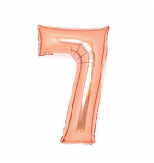 Folienballon Medium, Zahl 7 rosé