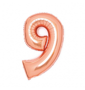 Folienballon Medium, Zahl 9 rosé