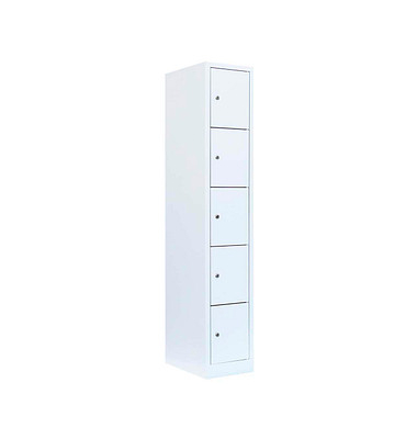 Schließfachschrank signalweiß 520517, 5 Schließfächer 31,5 x 50,0 x 180,0 cm