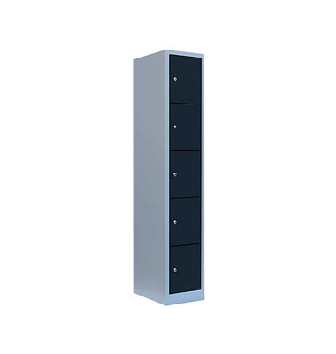 Schließfachschrank anthrazit, lichtgrau 520518, 5 Schließfächer 31,5 x 50,0 x 180,0 cm