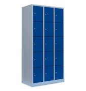 Schließfachschrank enzianblau, lichtgrau 520531, 15 Schließfächer 88,5 x 50,0 x 180,0 cm