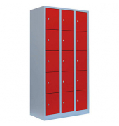 Schließfachschrank feuerrot, lichtgrau 520534, 15 Schließfächer 88,5 x 50,0 x 180,0 cm