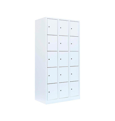 Schließfachschrank signalweiß 520537, 15 Schließfächer 88,5 x 50,0 x 180,0 cm