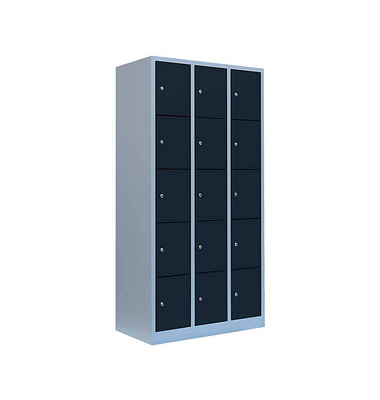 Schließfachschrank anthrazit, lichtgrau 520538, 15 Schließfächer 88,5 x 50,0 x 180,0 cm