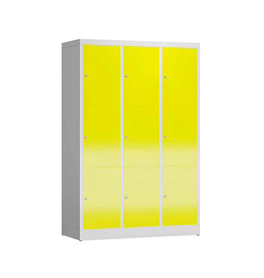 Schließfachschrank ClassiX lichtgrau, zinkgelb X-523336, 9 Schließfächer 118,5 x 50,0 x 180,0 cm