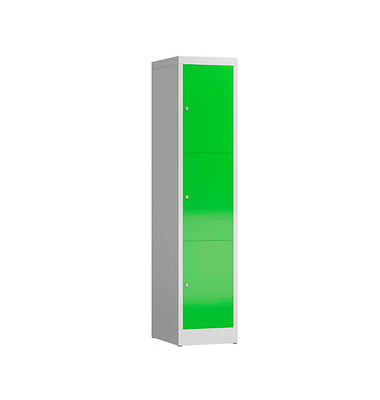 Schließfachschrank ClassiX gelbgrün, lichtgrau X-523315, 3 Schließfächer 41,5 x 50,0 x 180,0 cm