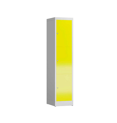 Schließfachschrank ClassiX lichtgrau, zinkgelb X-523316, 3 Schließfächer 41,5 x 50,0 x 180,0 cm