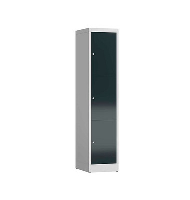 Schließfachschrank ClassiX anthrazit, lichtgrau X-523318, 3 Schließfächer 41,5 x 50,0 x 180,0 cm