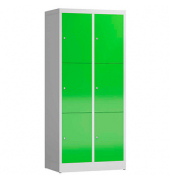 Schließfachschrank ClassiX gelbgrün, lichtgrau X-523325, 6 Schließfächer 80,0 x 50,0 x 180,0 cm